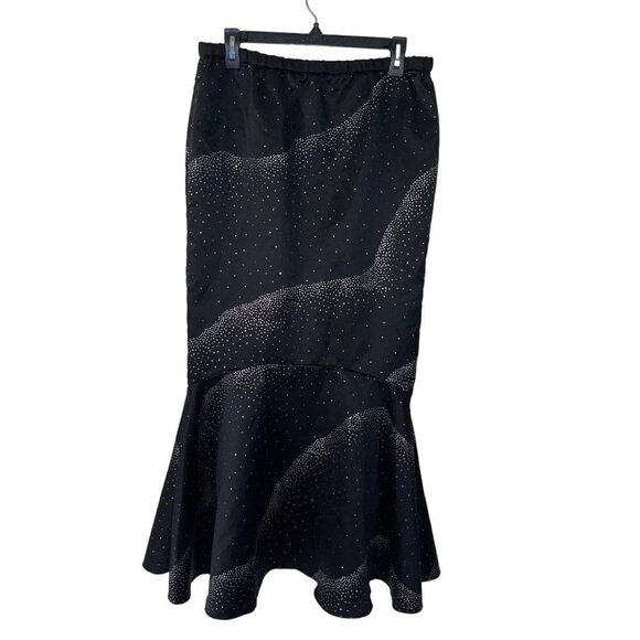 Custom Made Vintage Midi Sparkle Mermaid Skirt Size Large Black Glitter - Picture 6 of 7
